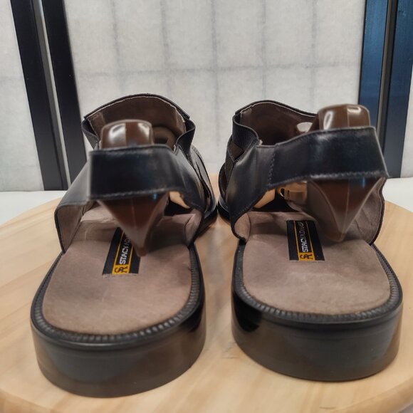 STACY ADAMS Black Closed Toe Slingback Leather Sandals Shoes Men US 15M - Picture 6 of 12